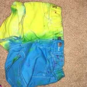 Tie dye jean shorts